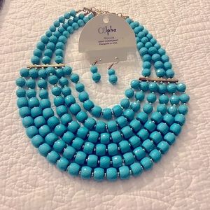 Turquoise necklace and earrings set